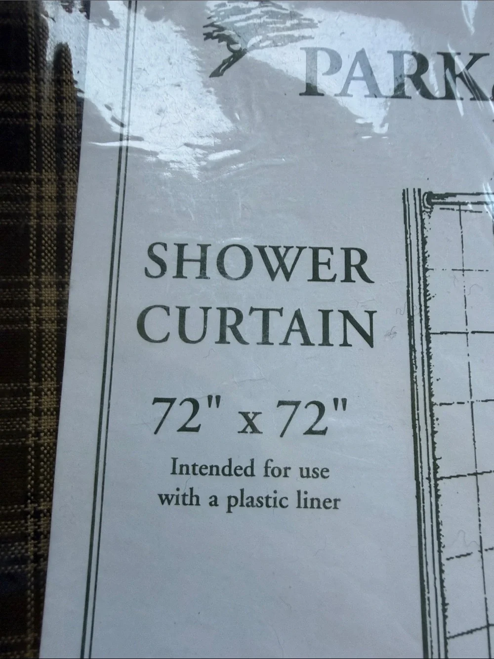 NWT Park Designs Sturbridge Fabric Black Tan  Plaid Shower Curtain
